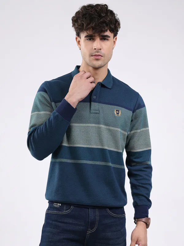 Men Green Solid Collar Full Sleeve Winter T-Shirt sold by Monte Carlo