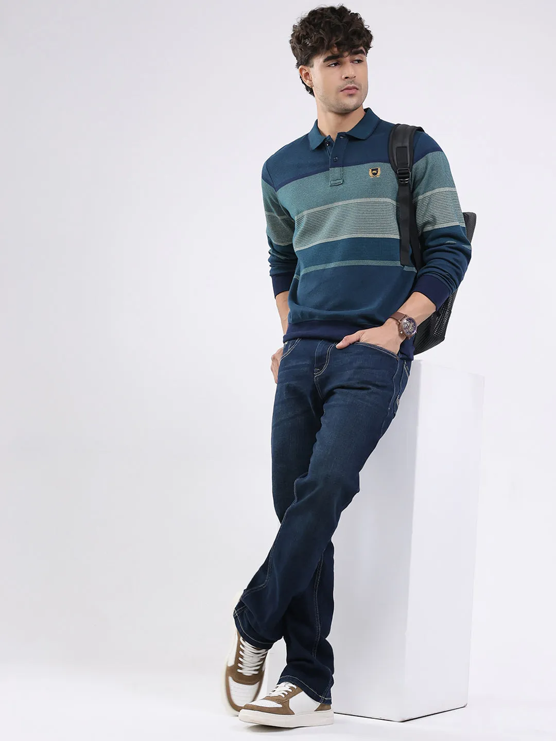 Men Green Solid Collar Full Sleeve Winter T-Shirt sold by Monte Carlo product image thumbnail 2