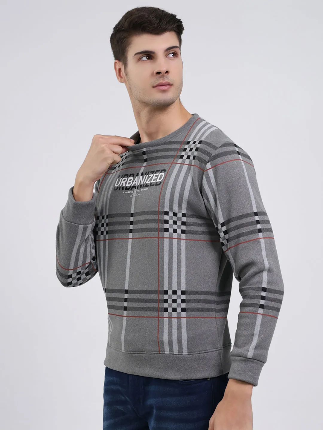 Men Charcoal Printed Round Neck Full Sleeve Sweatshirt sold by Monte Carlo product image thumbnail 3