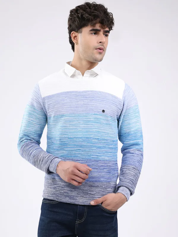 Men Blue Solid Round Neck Full Sleeve Pullover sold by Monte Carlo