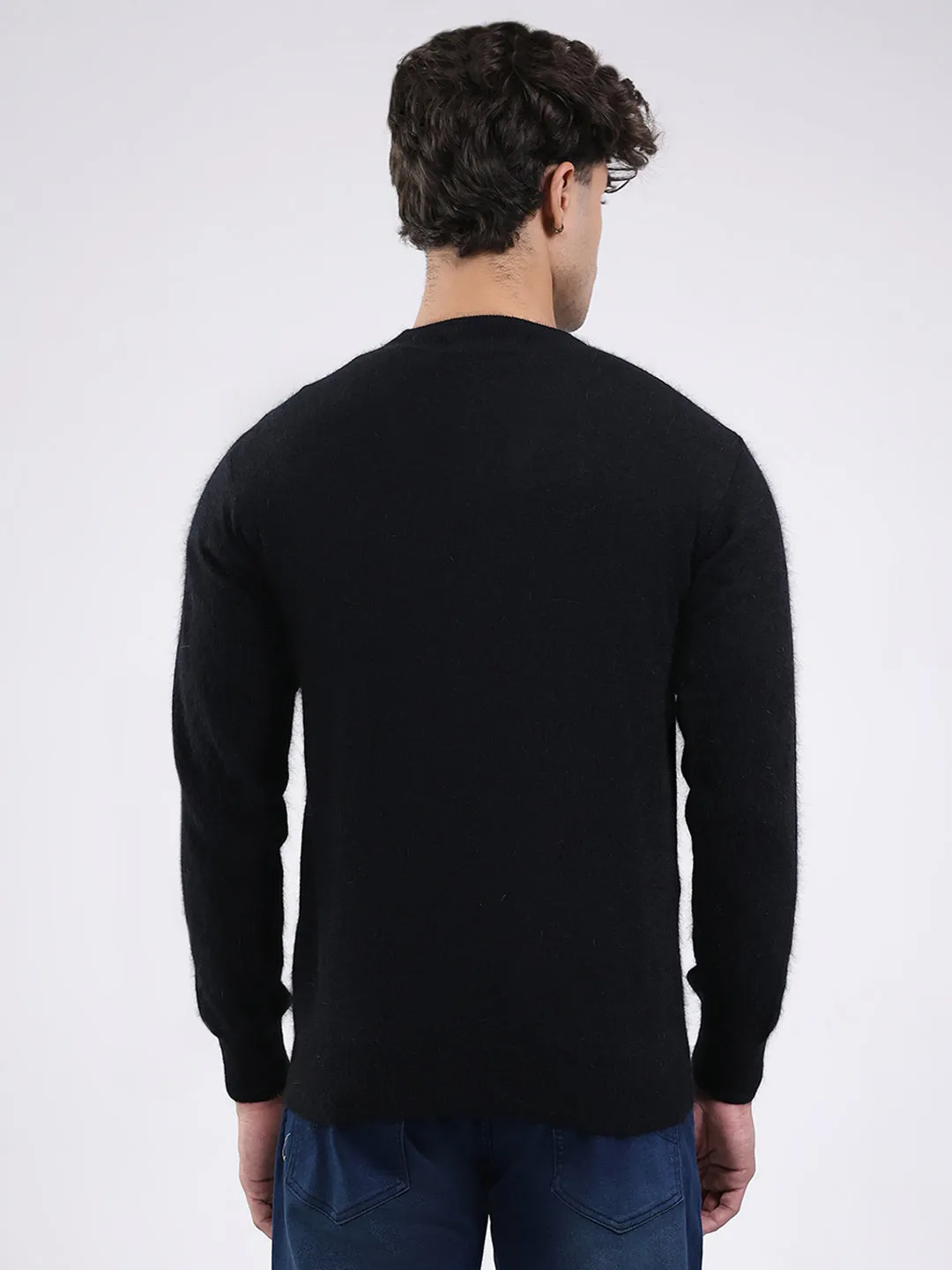 Men Black Solid V Neck Full Sleeve Pullover sold by Monte Carlo product image thumbnail 5