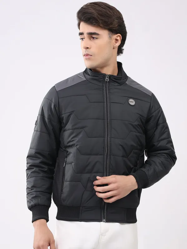 Men Black Solid Collar Full Sleeve Jacket sold by Monte Carlo