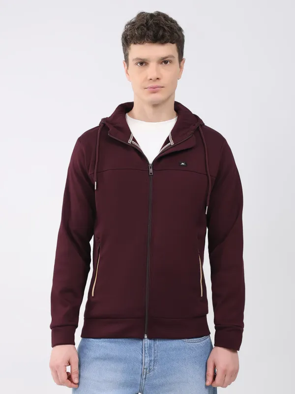 Men Maroon Solid Hooded Full Sleeve Sweatshirt sold by Monte Carlo