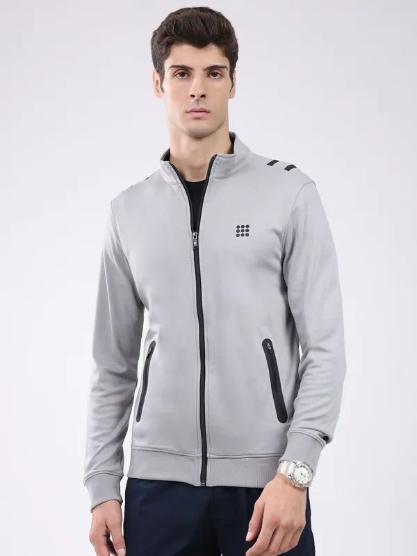 Rock.it Men Grey Solid Mock Neck Full Sleeve Sweatshirt sold by Monte Carlo