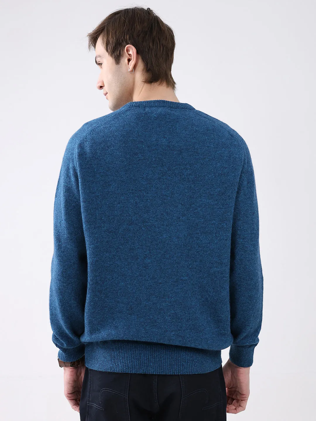 Men Blue Solid V Neck Full Sleeve Pullover sold by Monte Carlo product image thumbnail 5