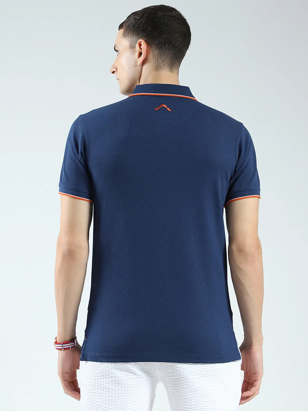 Rock.it Men Blue Self Design Collar Half Sleeve T-Shirt sold by Monte Carlo product image thumbnail 5