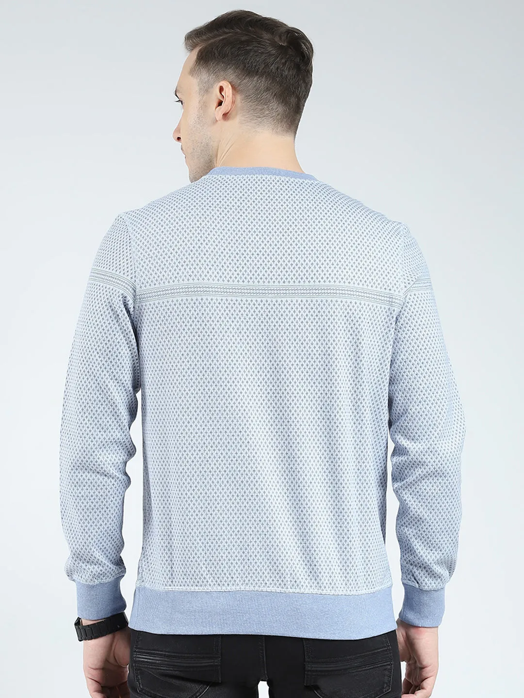 Men Blue Self Design Round Neck Full Sleeve Reversible Winter T-Shirt sold by Monte Carlo product image thumbnail 5