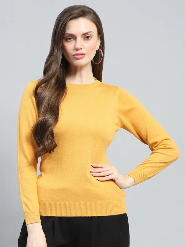 Women Yellow Solid Round Neck Full Sleeve Winter Tops sold by Monte Carlo