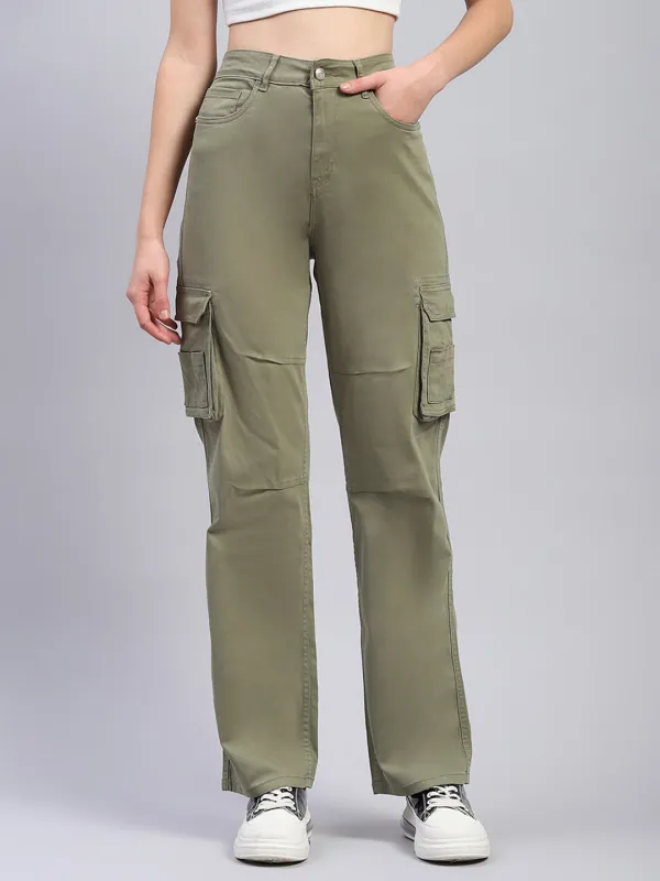 Women Olive Solid Cargo Cargo sold by Monte Carlo
