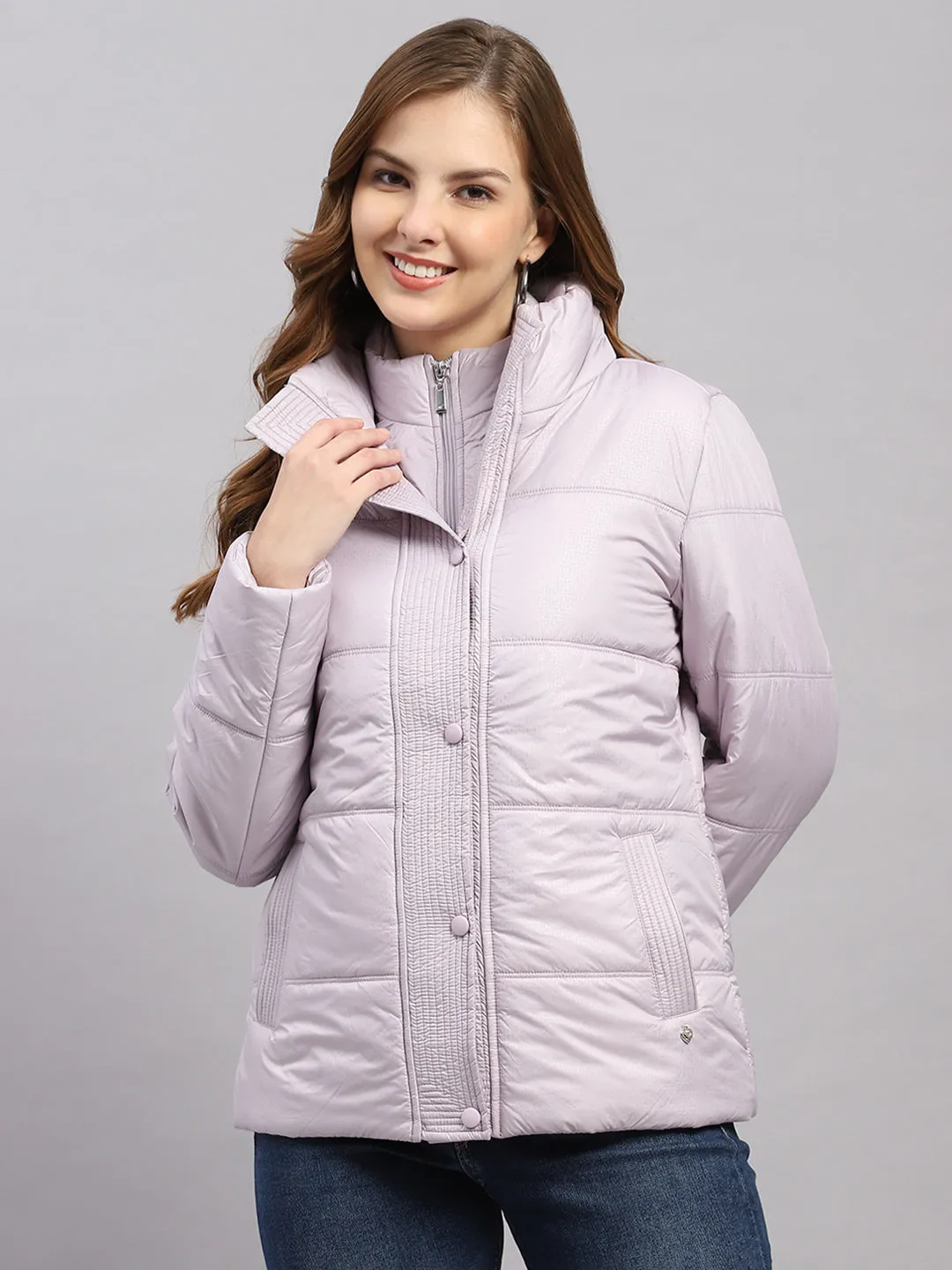 Women Purple Printed Collar Full Sleeve Jacket sold by Monte Carlo