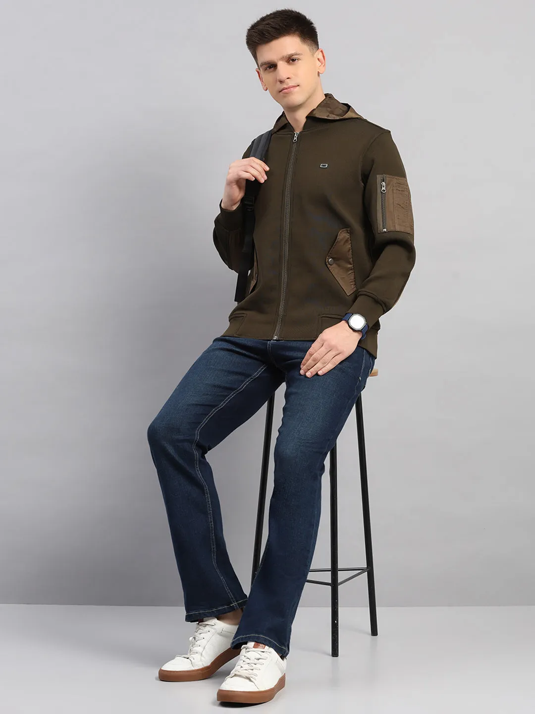 Men Green Solid Round Neck Full Sleeve Pullover sold by Monte Carlo product image thumbnail 2