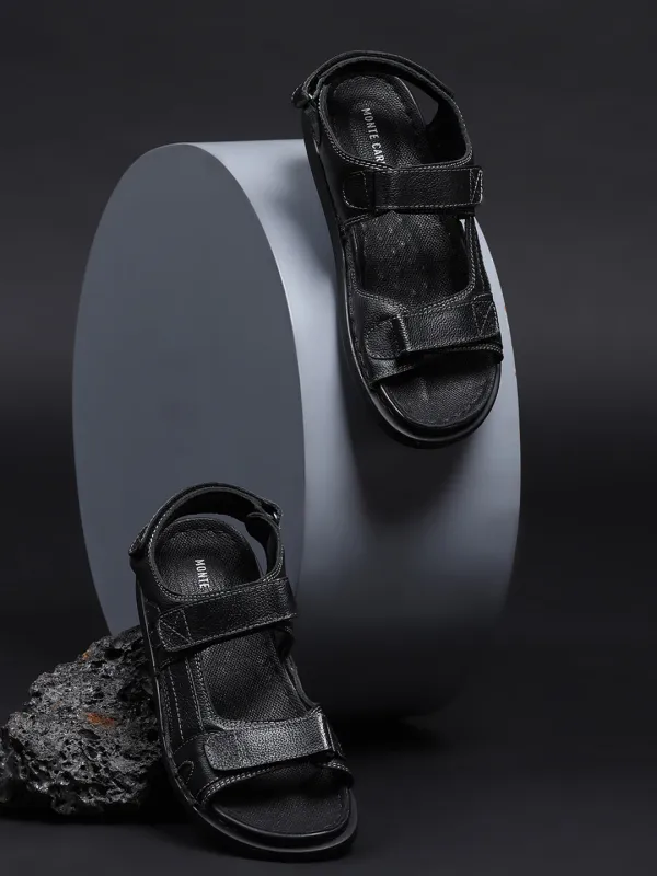 Monte Carlo Black Velcro Adjustable Sporty Look I Daily Use Walking & Outdoor I Casual Floater Sandals for Men sold by Monte Carlo