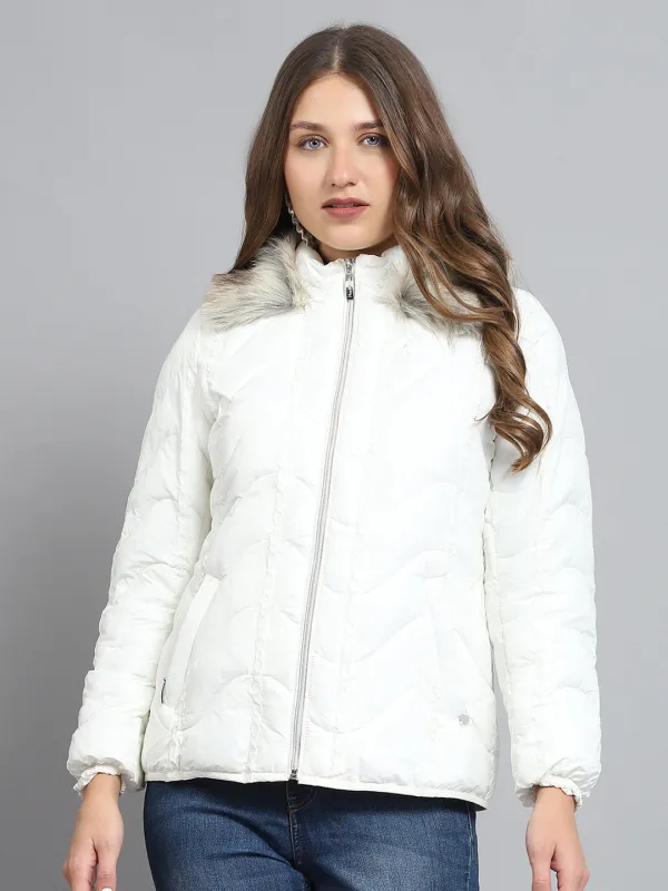 Women Off White Self Design Collar Full Sleeve Jacket sold by Monte Carlo