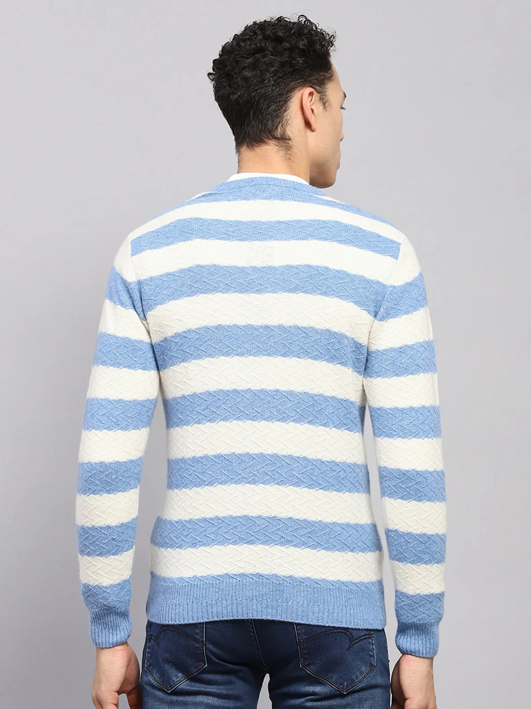 Men Blue Stripe V Neck Full Sleeve Pullover sold by Monte Carlo product image thumbnail 5