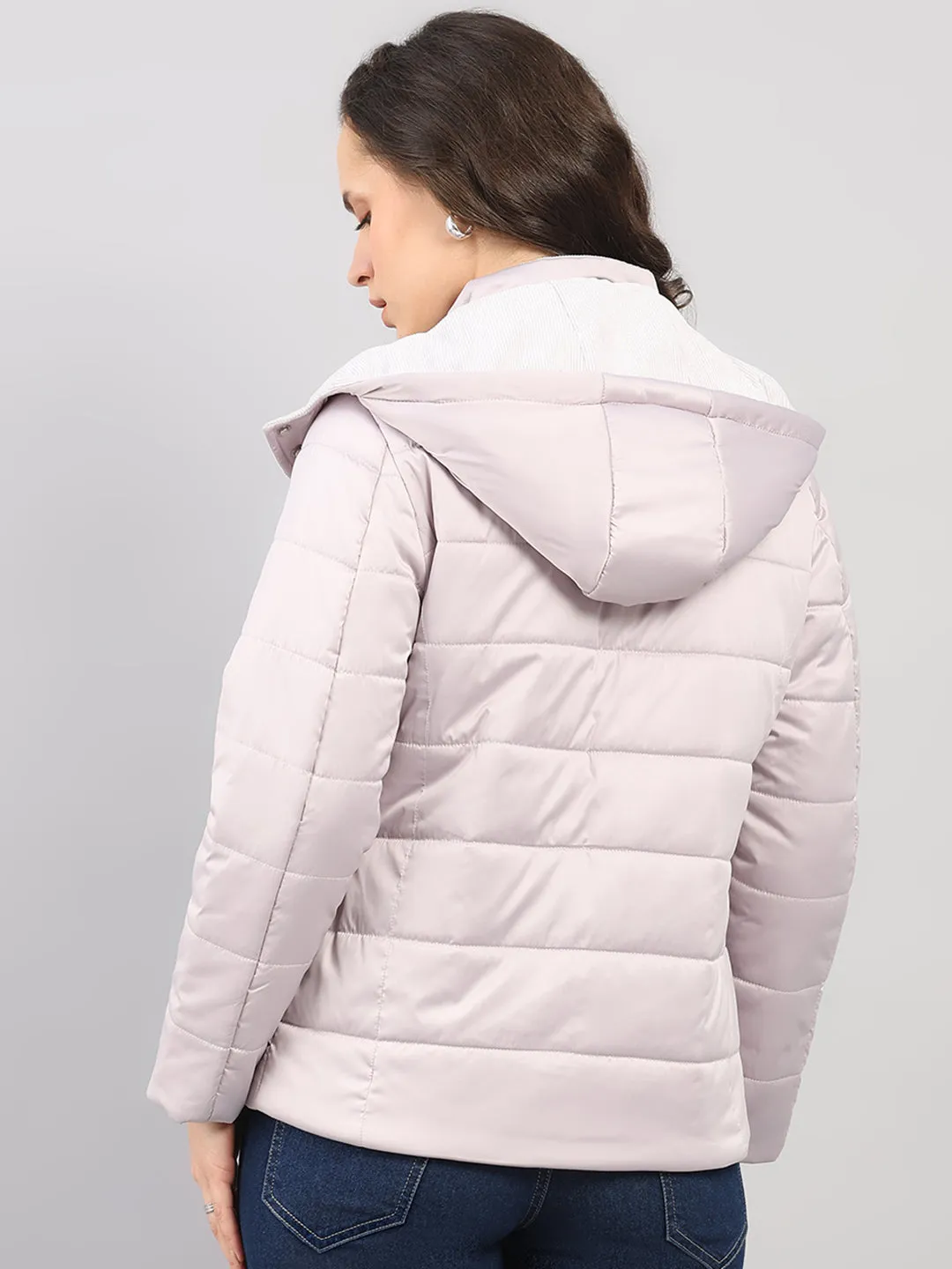 Women Purple Solid Hooded Full Sleeve Jacket sold by Monte Carlo product image thumbnail 5