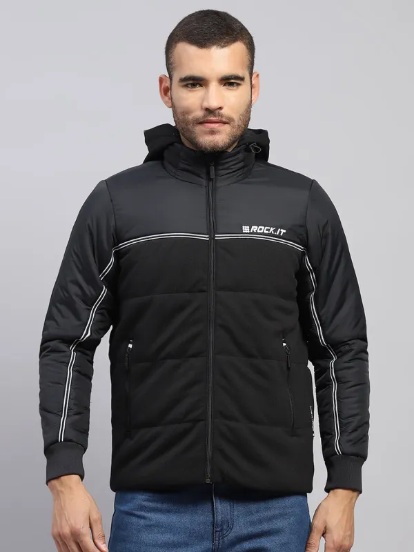 Rock.it Men Black Solid Stand Collar Full Sleeve Jacket sold by Monte Carlo