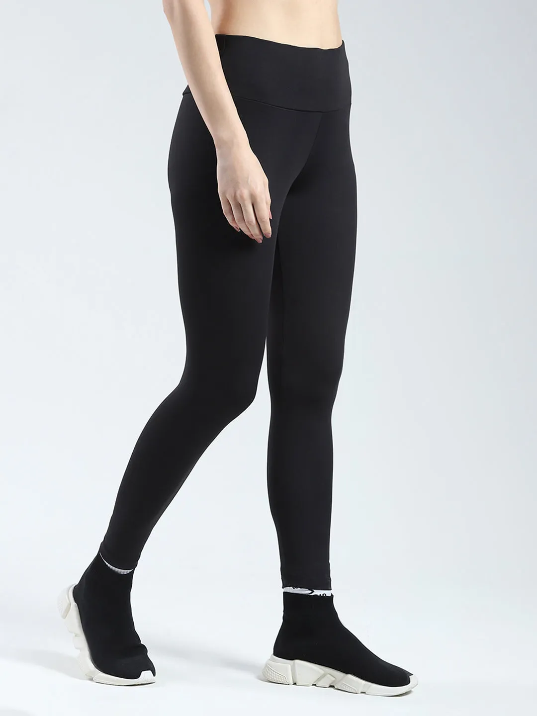 Rock.it Women Black Solid Regular Fit Legging sold by Monte Carlo product image thumbnail 4