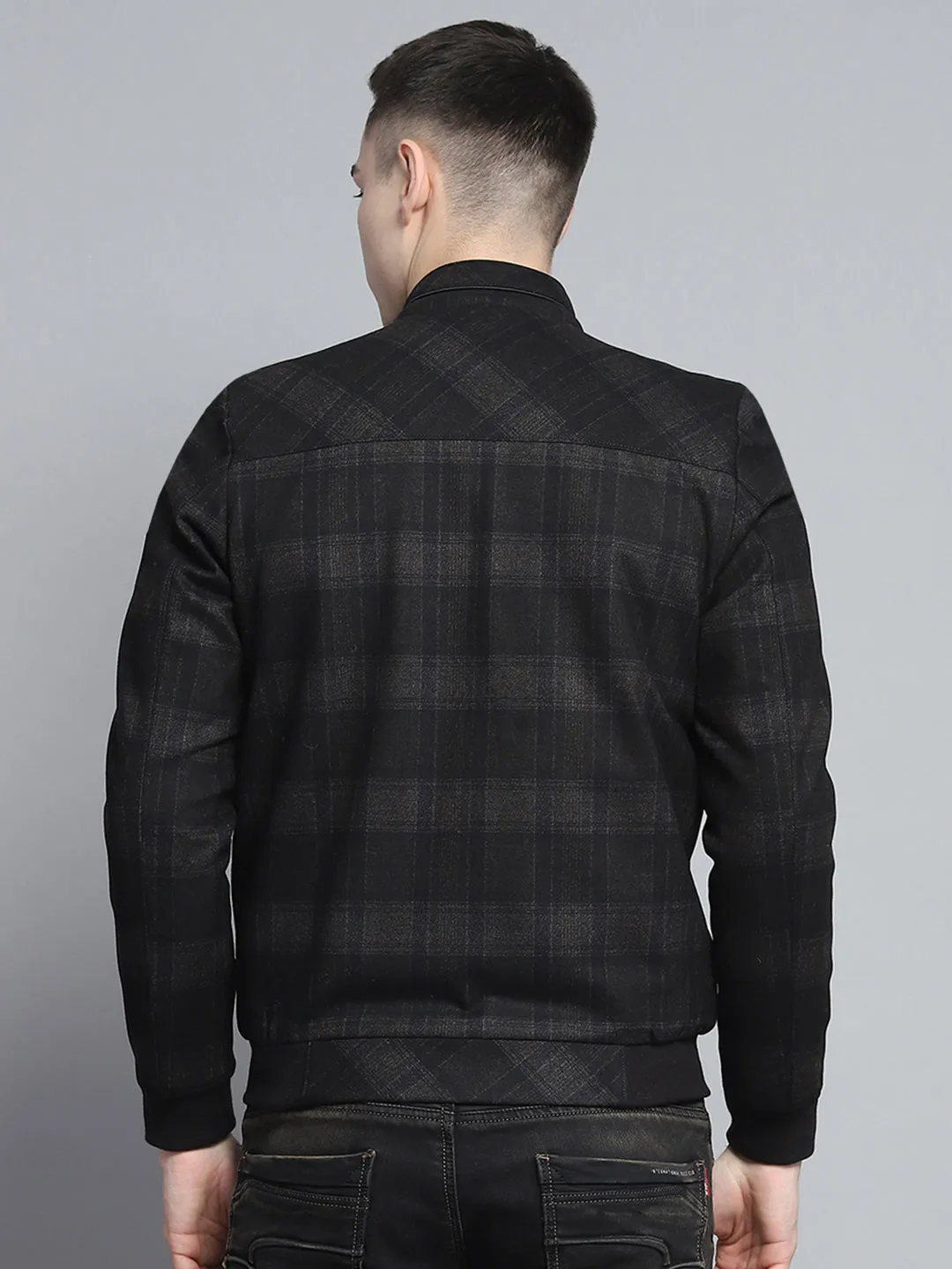 Men Black Solid Mock Neck Full Sleeve Jacket sold by Monte Carlo product image thumbnail 5