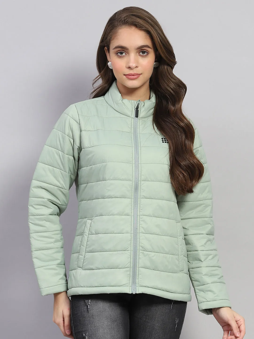Rock.it Women Green Solid Mock Neck Full Sleeve Jacket sold by Monte Carlo product image thumbnail 2