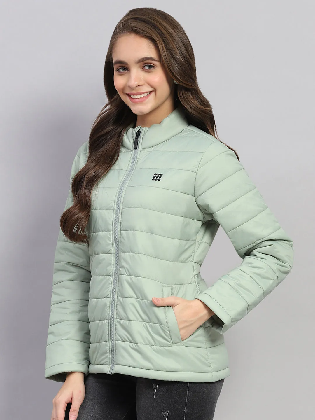 Rock.it Women Green Solid Mock Neck Full Sleeve Jacket sold by Monte Carlo product image thumbnail 3