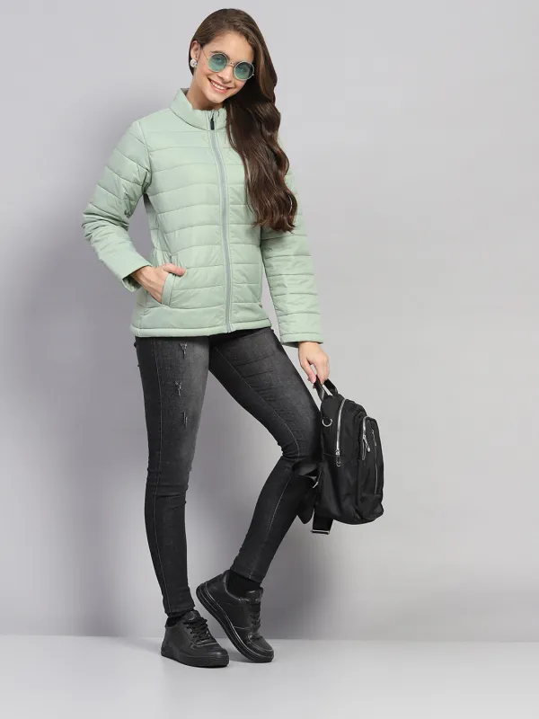 Rock.it Women Green Solid Mock Neck Full Sleeve Jacket sold by Monte Carlo