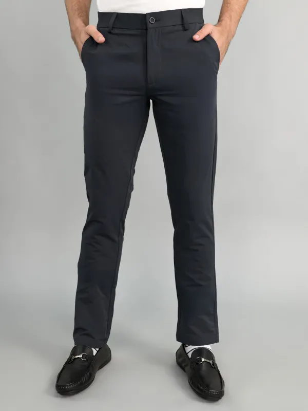 Men Grey Solid Slim Fit Trouser made by Monte Carlo