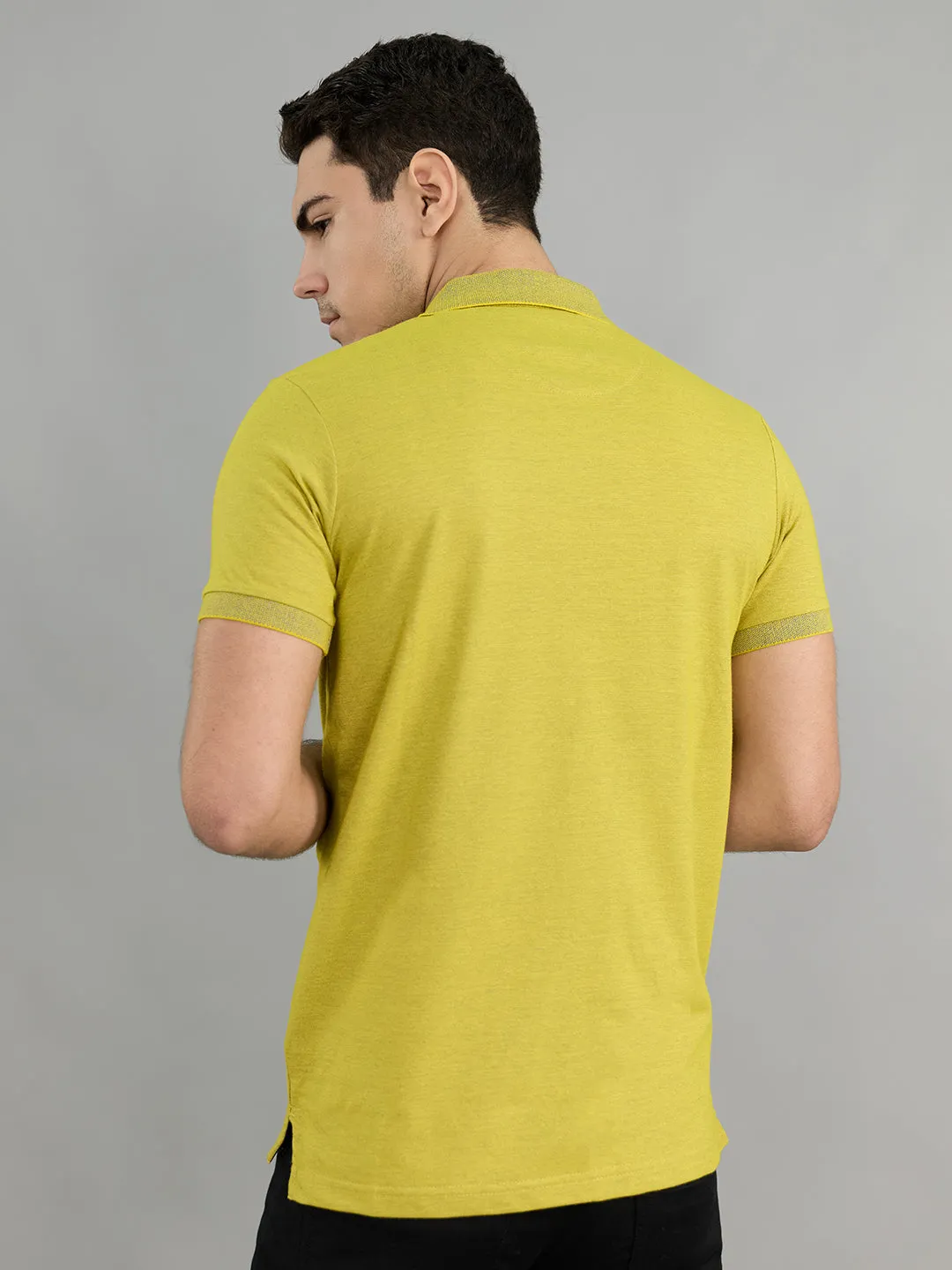 Men Yellow Solid Polo Collar Half Sleeve T-Shirt sold by Monte Carlo product image thumbnail 5
