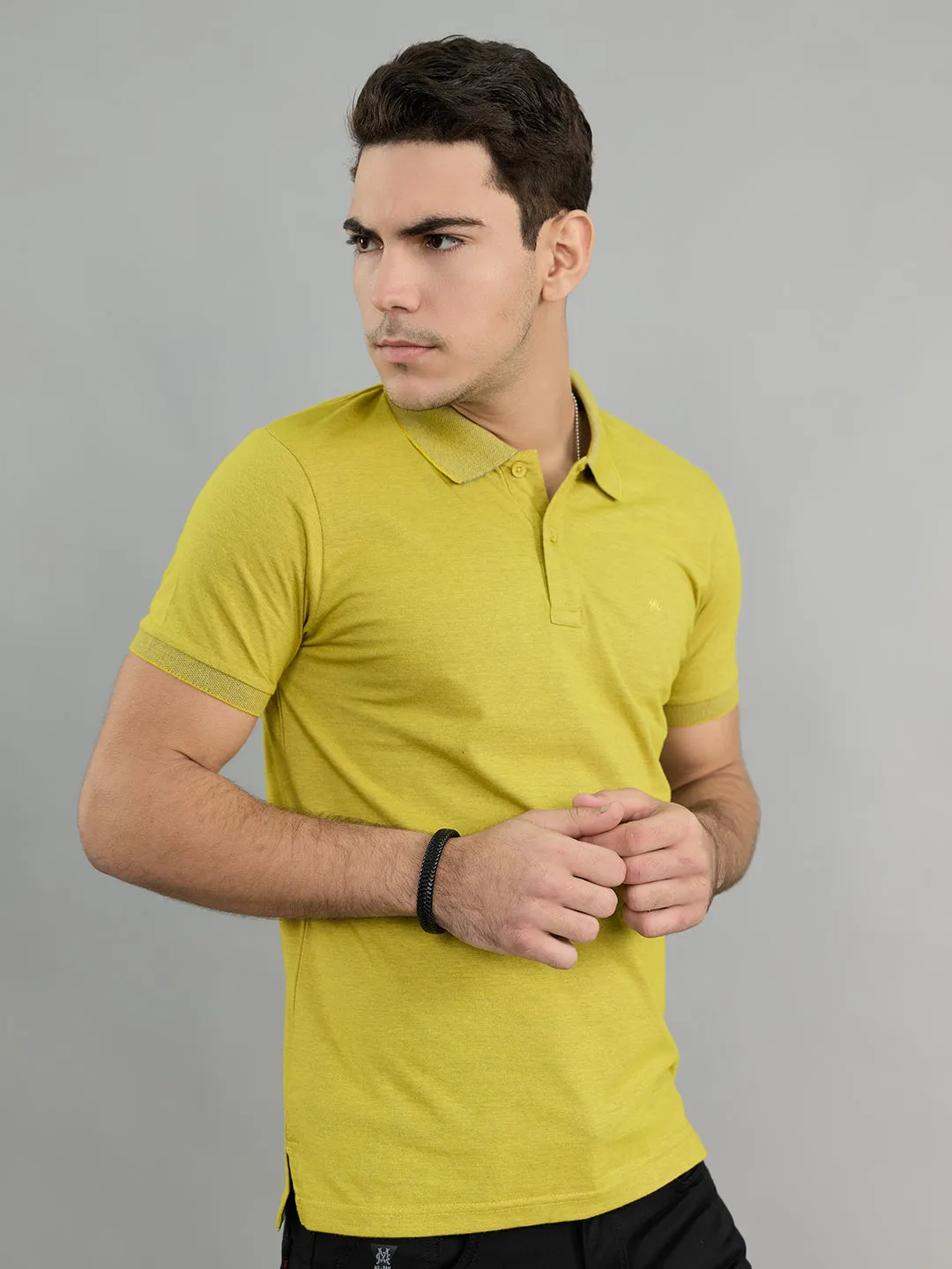 Men Yellow Solid Polo Collar Half Sleeve T-Shirt sold by Monte Carlo product image thumbnail 2