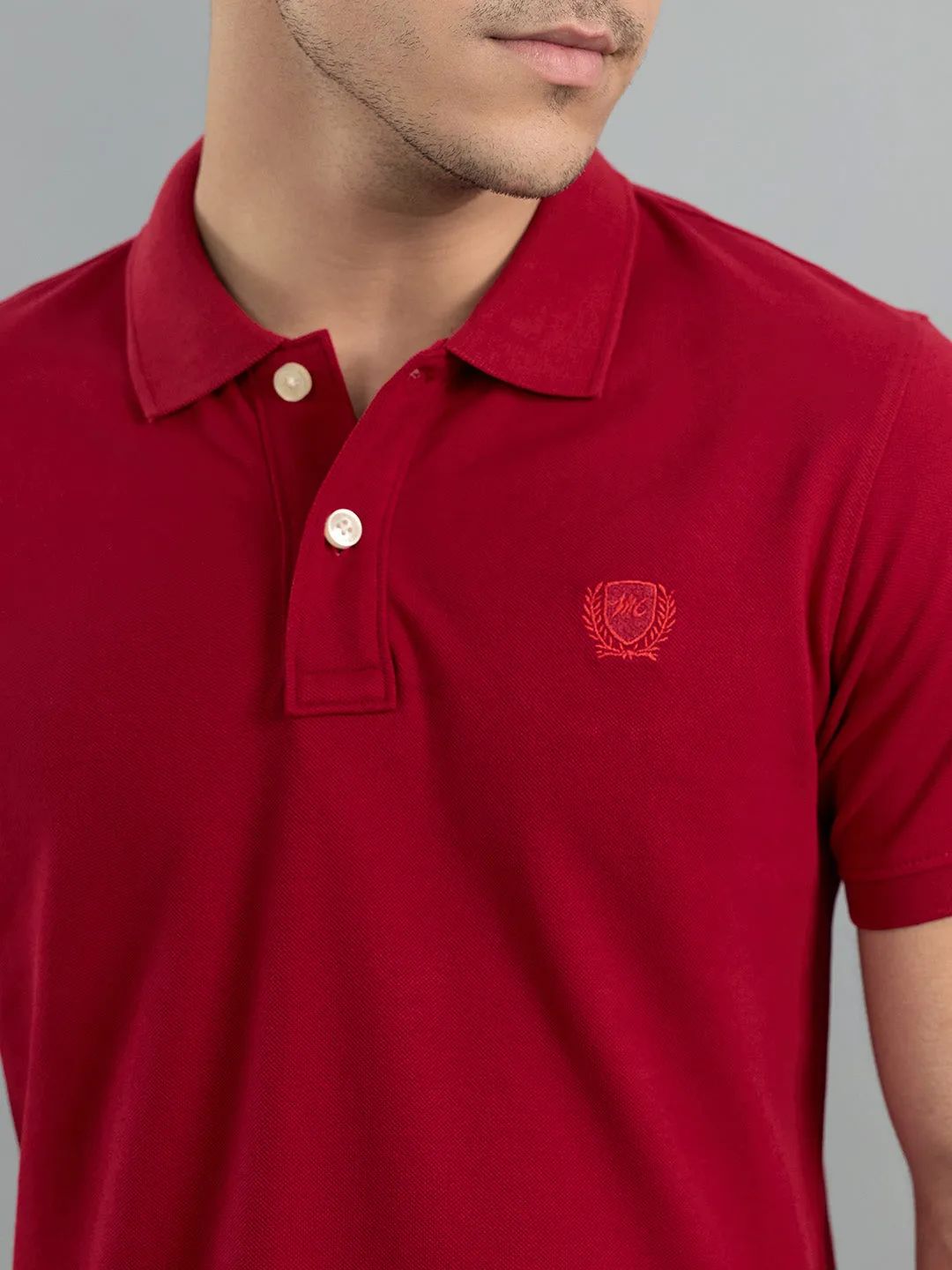 Men Red Solid Polo Collar Half Sleeve T-Shirt sold by Monte Carlo product image thumbnail 5
