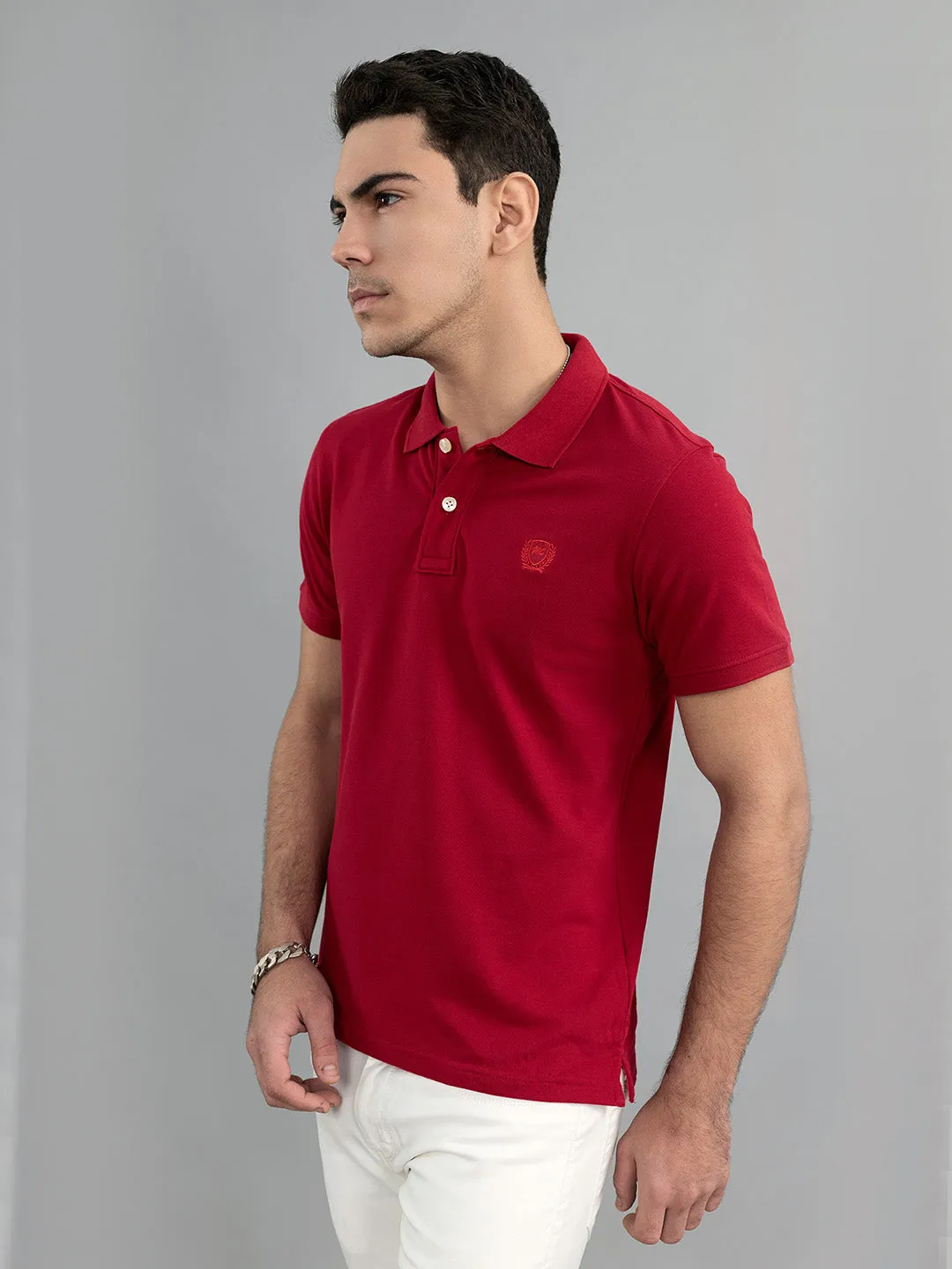 Men Red Solid Polo Collar Half Sleeve T-Shirt sold by Monte Carlo product image thumbnail 2