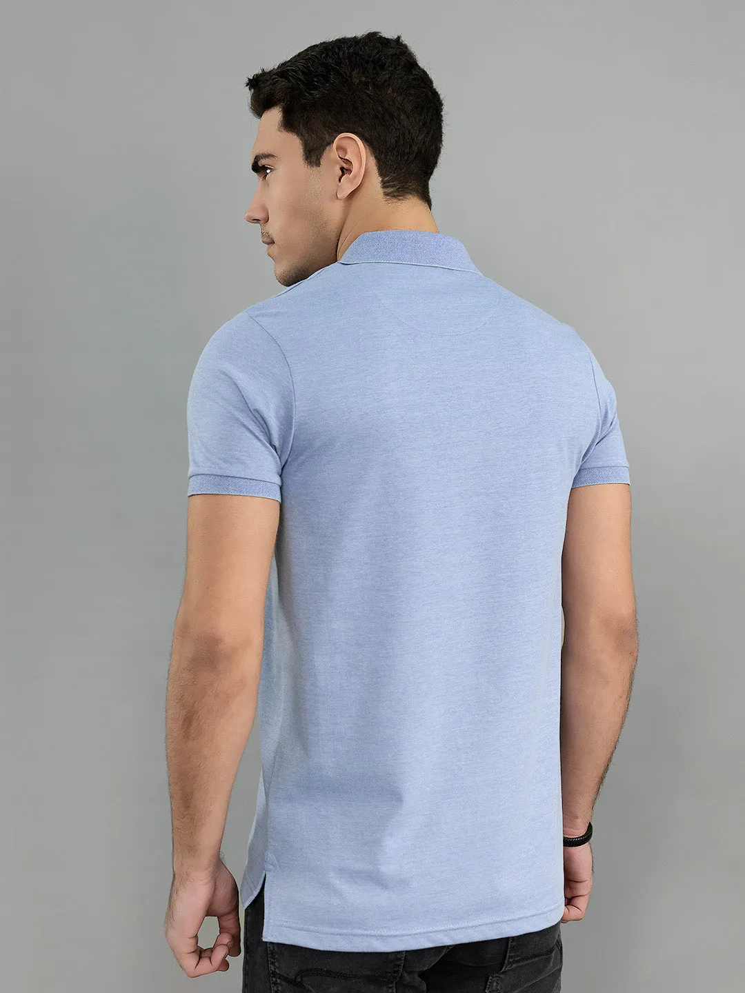 Men Blue Solid Collar Half Sleeve T-Shirt sold by Monte Carlo product image thumbnail 4