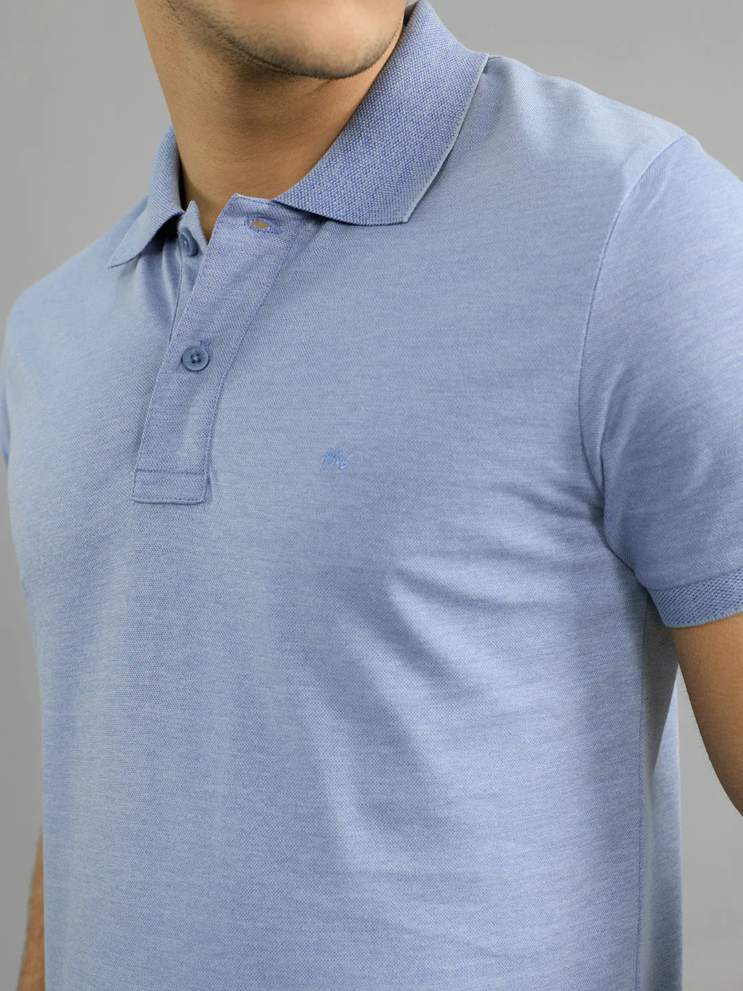 Men Blue Solid Collar Half Sleeve T-Shirt sold by Monte Carlo product image thumbnail 5