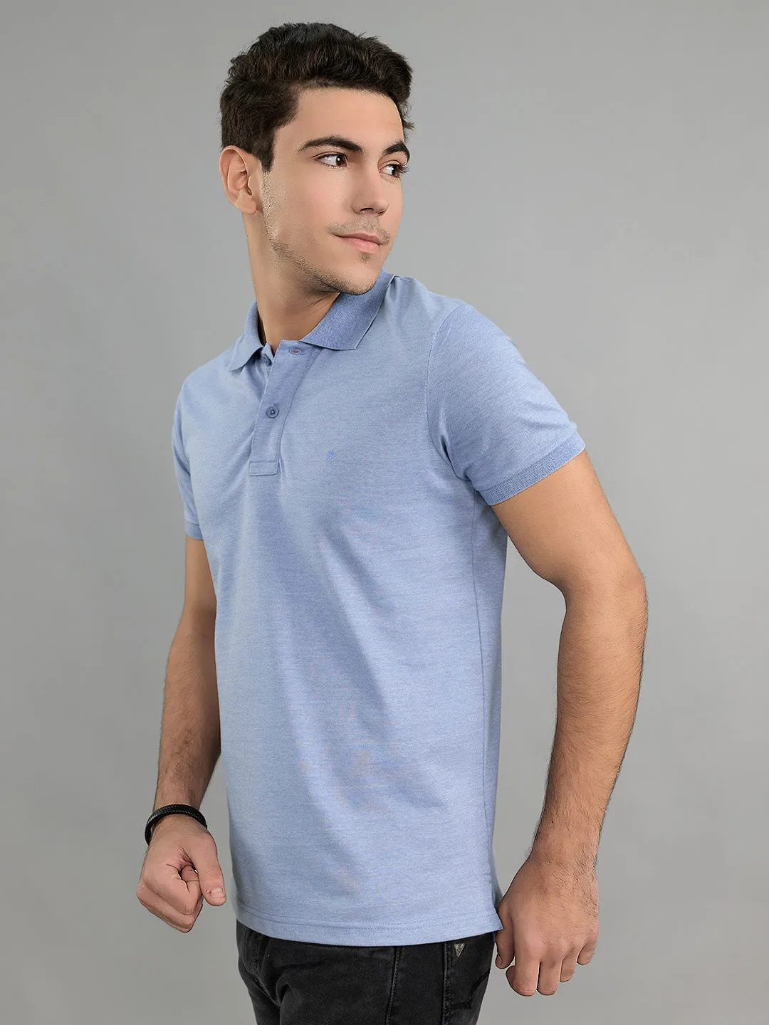 Men Blue Solid Collar Half Sleeve T-Shirt sold by Monte Carlo product image thumbnail 2