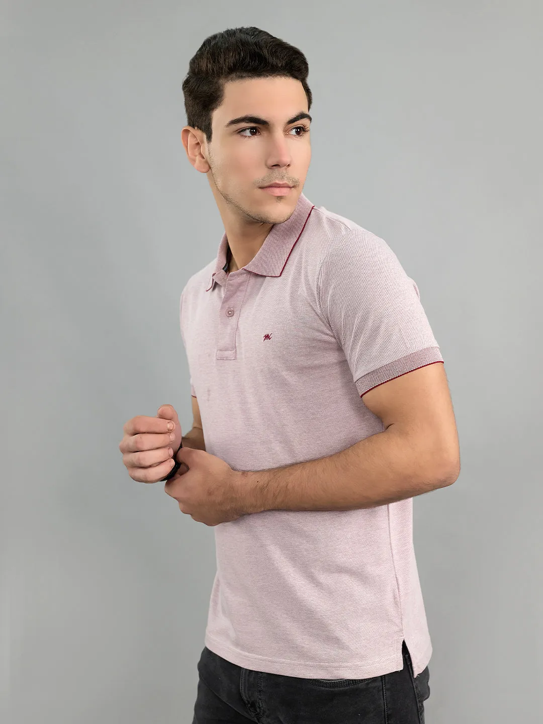 Men Maroon Solid Collar Half Sleeve T-Shirt sold by Monte Carlo product image thumbnail 3