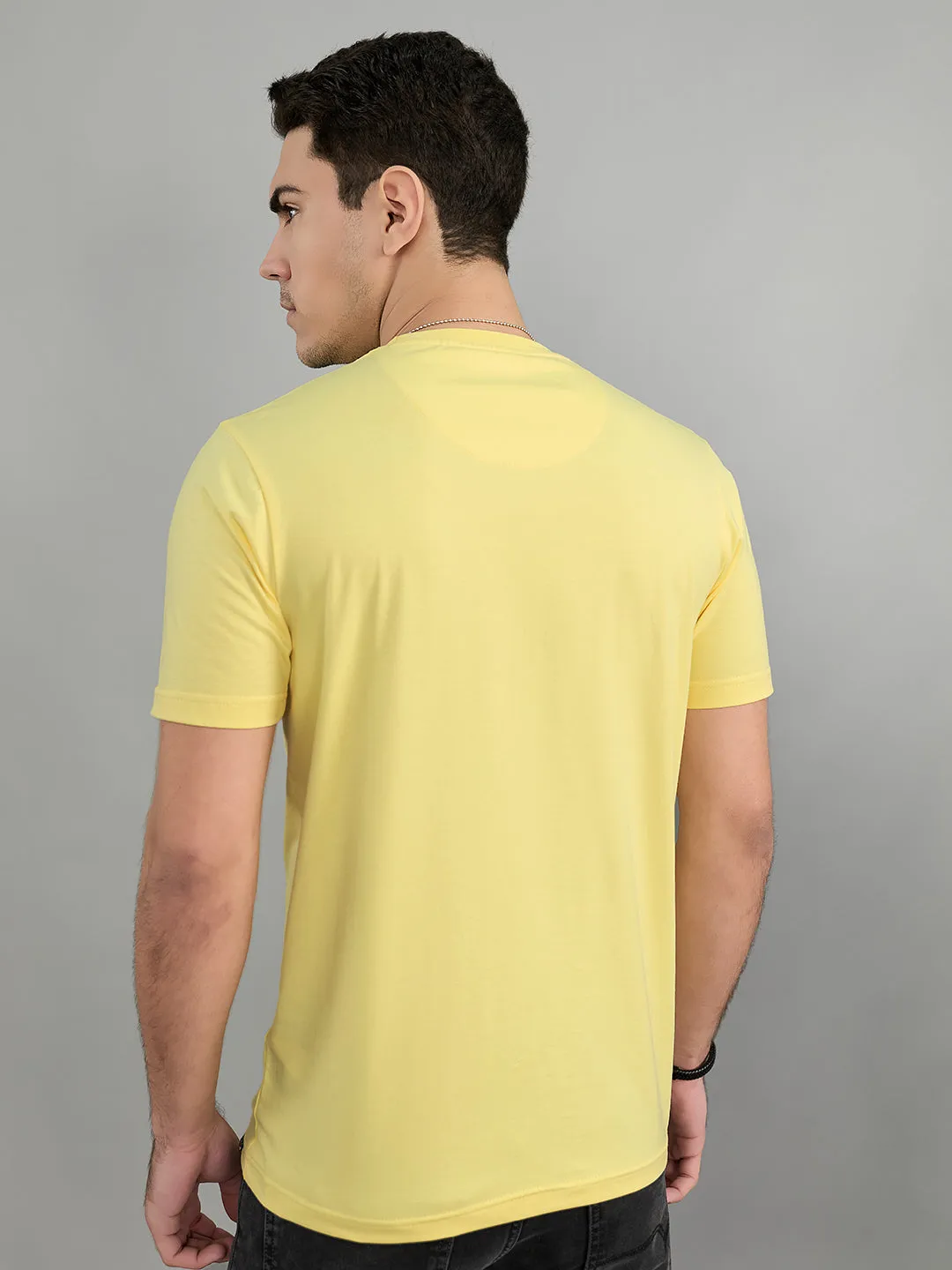 Men Yellow Printed Round Neck Half Sleeve T-Shirt sold by Monte Carlo product image thumbnail 4