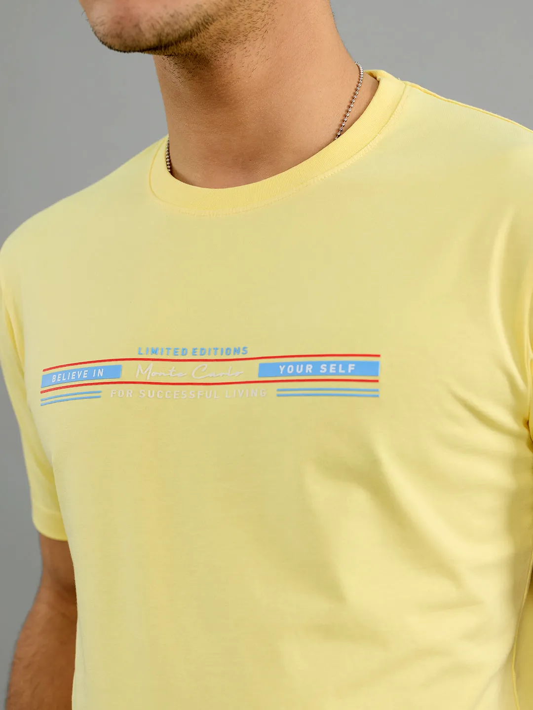 Men Yellow Printed Round Neck Half Sleeve T-Shirt sold by Monte Carlo product image thumbnail 5