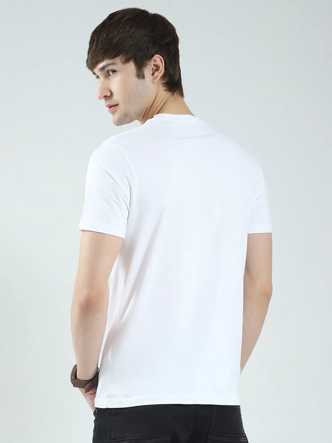 Men White Solid Round Neck Half Sleeve T-Shirt sold by Monte Carlo product image thumbnail 5