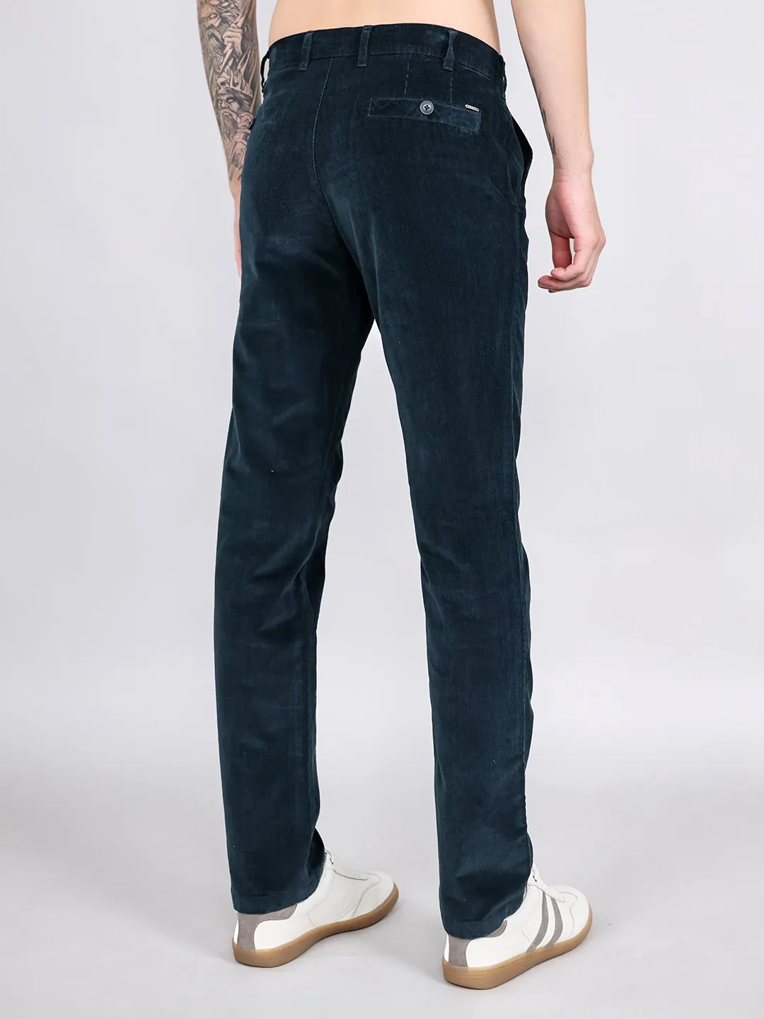 Men Navy Blue Solid Slim Fit Trouser sold by Monte Carlo product image thumbnail 4
