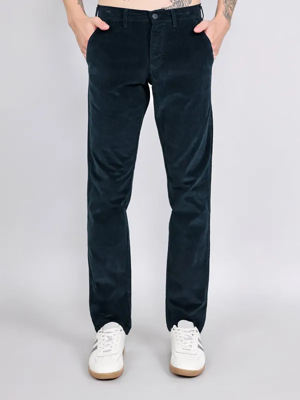 Men Navy Blue Solid Slim Fit Trouser made by Monte Carlo