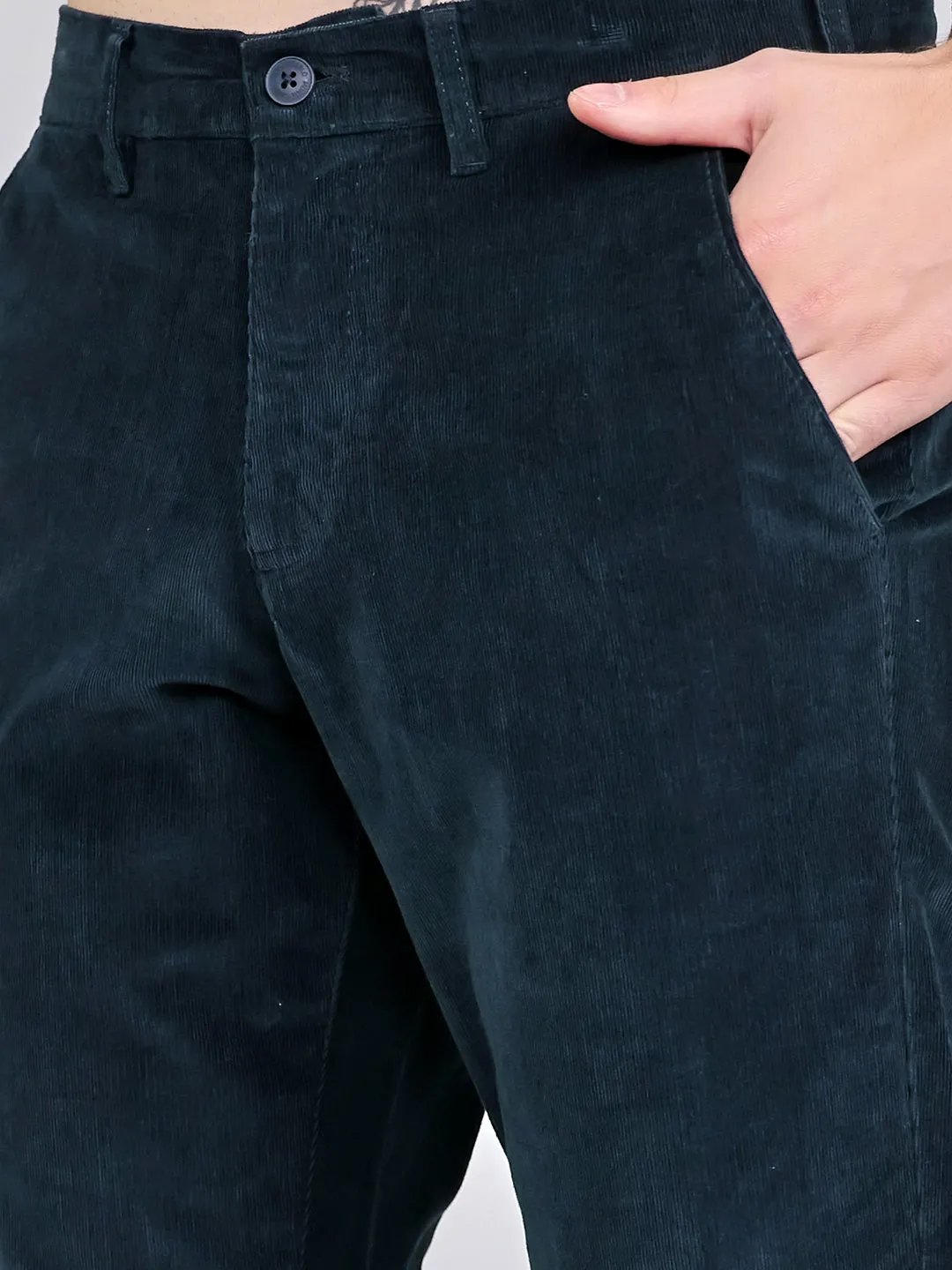 Men Navy Blue Solid Slim Fit Trouser sold by Monte Carlo product image thumbnail 5