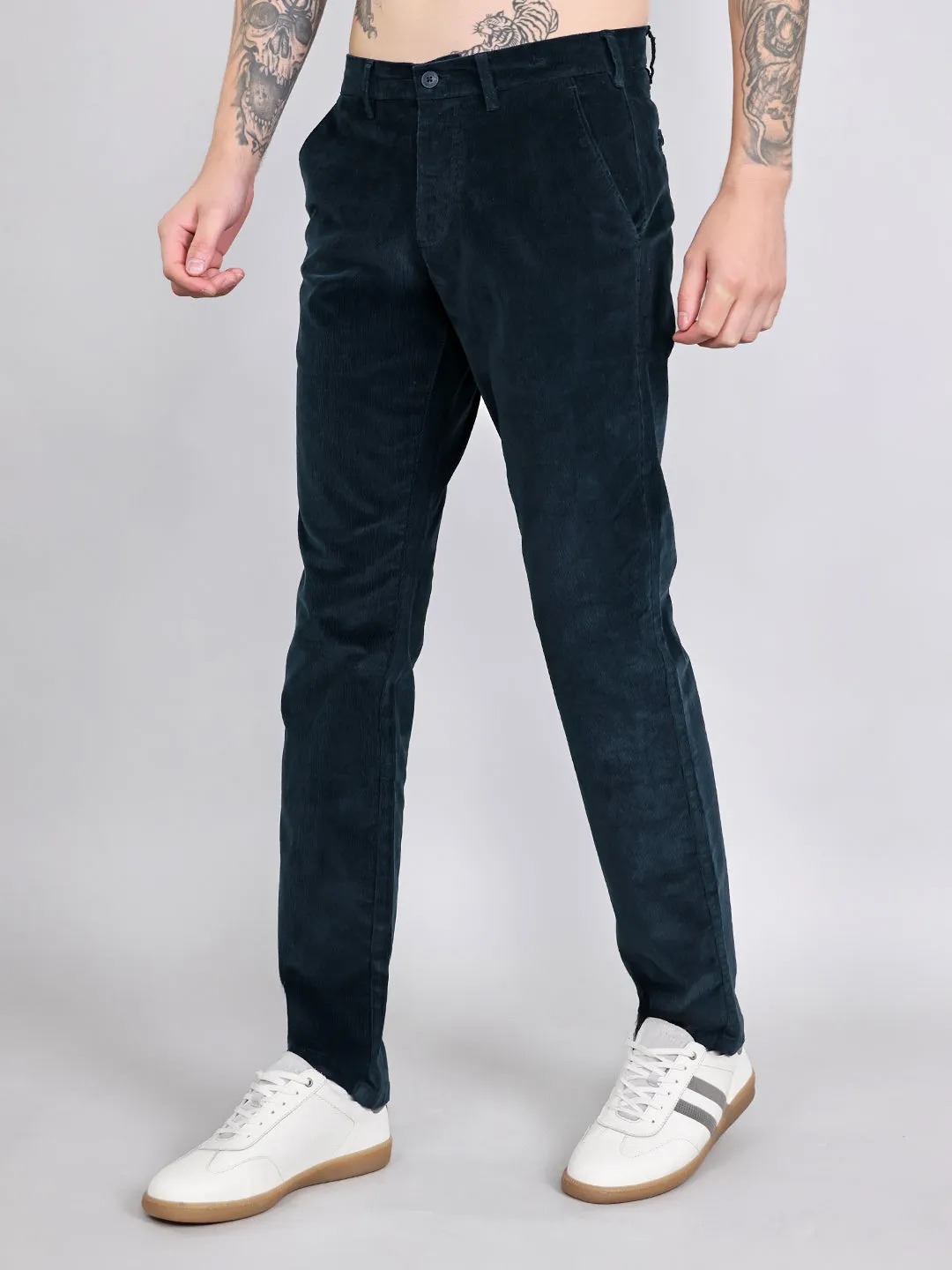 Men Navy Blue Solid Slim Fit Trouser sold by Monte Carlo product image thumbnail 2
