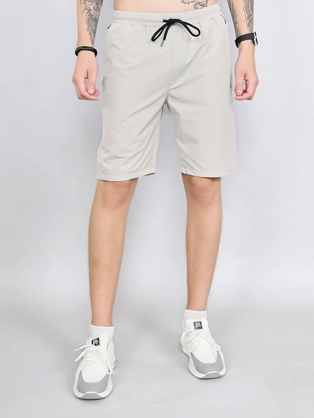 Men Grey Solid Regular Fit Shorts sold by Monte Carlo