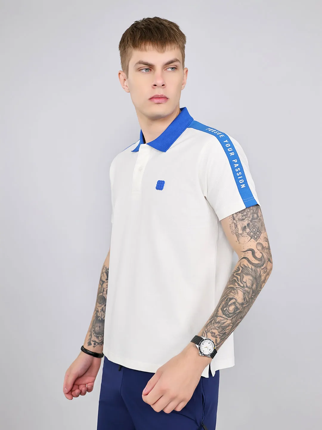 Rock.it Men White Solid Collar Half Sleeve T-Shirt sold by Monte Carlo product image thumbnail 2