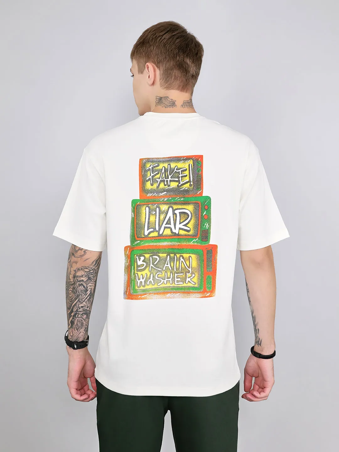 Rock.it Men Off White Printed Round Neck Drop Shoulder Half Sleeve T-Shirt sold by Monte Carlo product image thumbnail 4