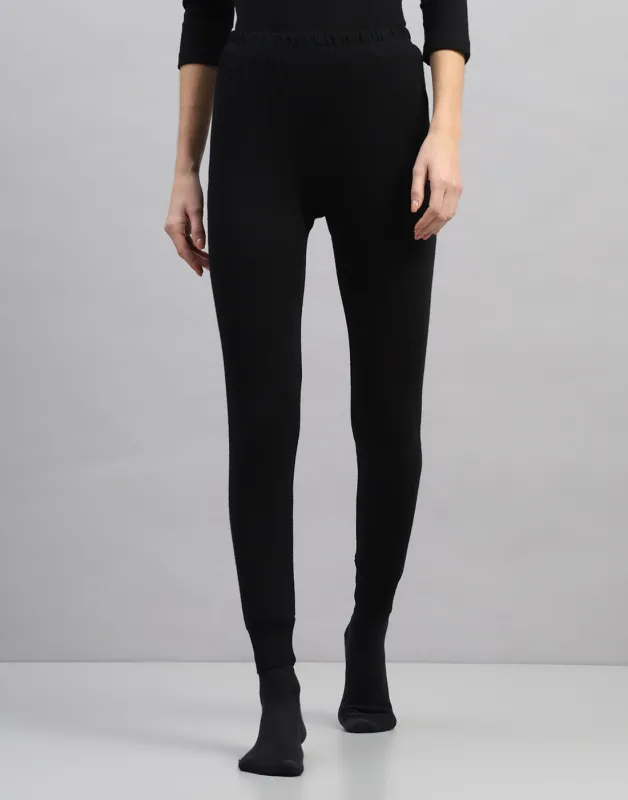 Women Black Solid Regular Fit Thermal Lower sold by Monte Carlo