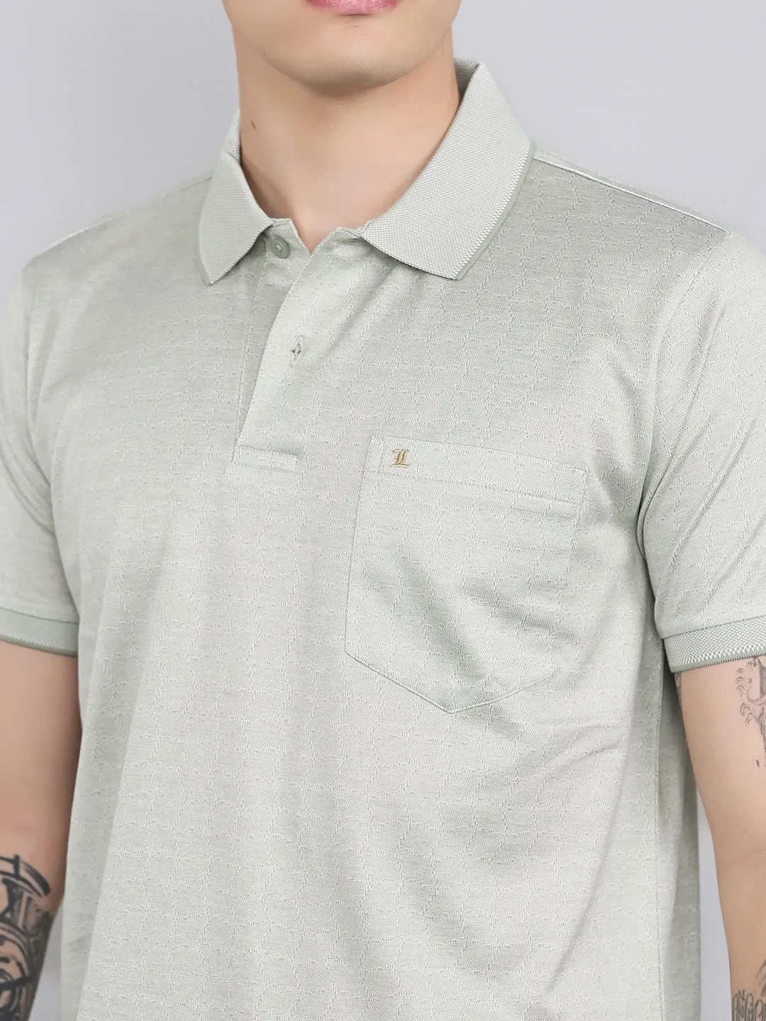 Luxuria Men Sea Green Printed Collar Half Sleeve T-Shirt sold by Monte Carlo product image thumbnail 5