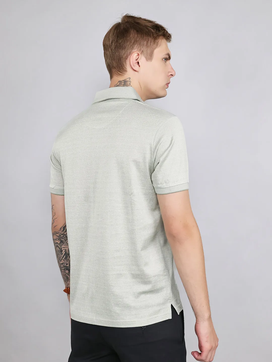 Luxuria Men Sea Green Printed Collar Half Sleeve T-Shirt sold by Monte Carlo product image thumbnail 4