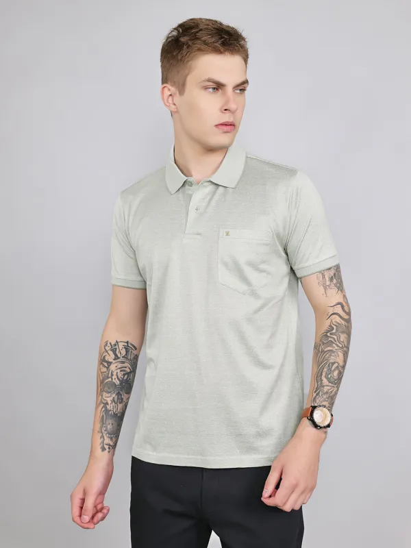 Luxuria Men Sea Green Printed Collar Half Sleeve T-Shirt made by Monte Carlo