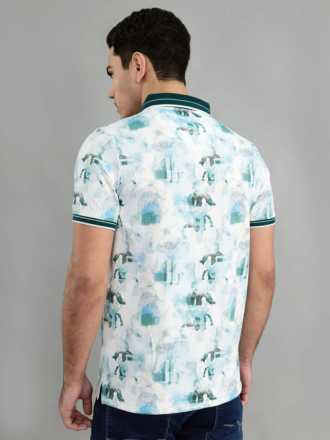 Men Green Printed Collar Half Sleeve T-Shirt sold by Monte Carlo product image thumbnail 4
