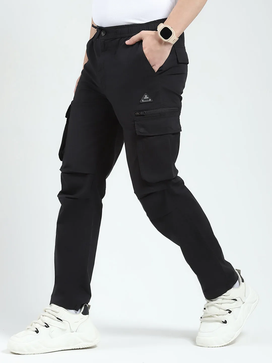 Rock.it Men Black Solid Regular Fit Cargo sold by Monte Carlo product image thumbnail 3